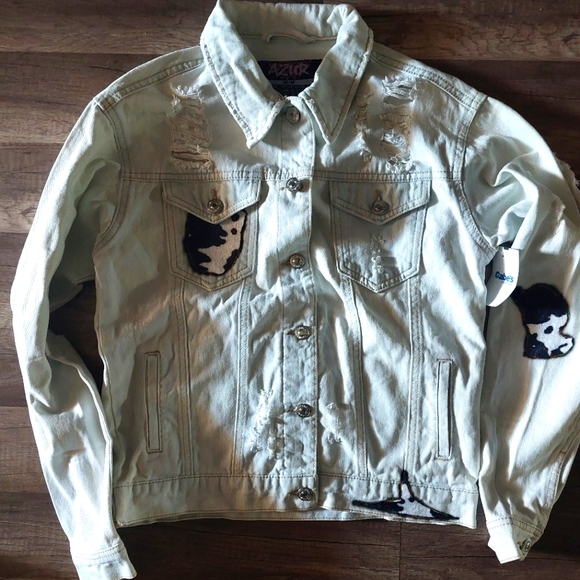 Custom jean jacket, cow custom, size M - Picture 1 of 2